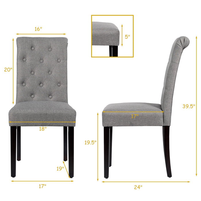 2 Pieces Tufted Dining Chair Set with Adjustable Anti-Slip Foot Pads-Gray