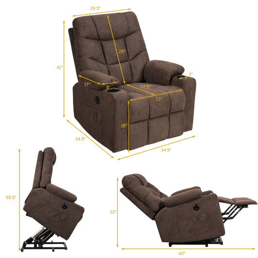 Electric Power Lift Recliner Massage Sofa-Brown