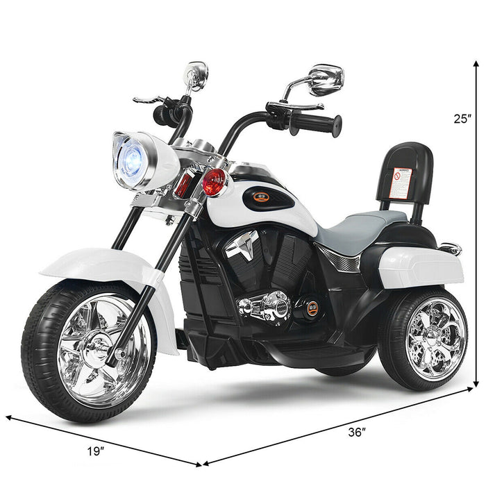 6V 3 Wheel Kids Motorcycle-White