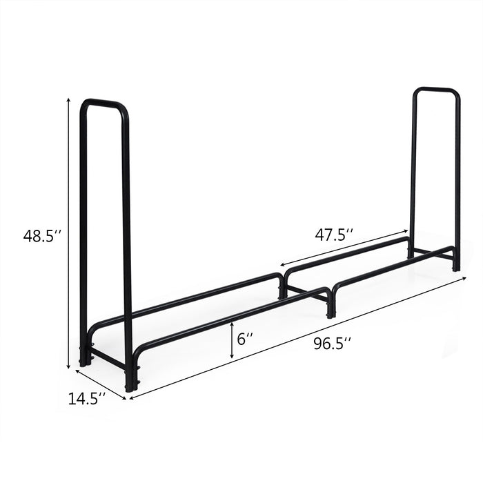 8 Feet Outdoor Steel Firewood Log Rack