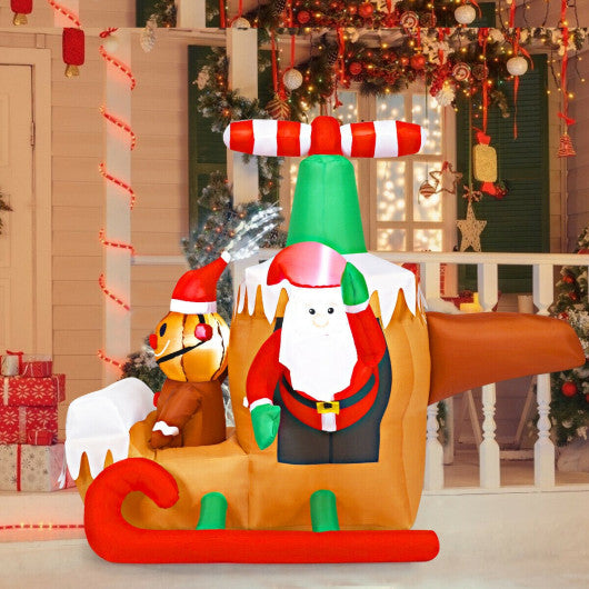 6 Feet Long Inflatable Santa Claus Flying Airplane