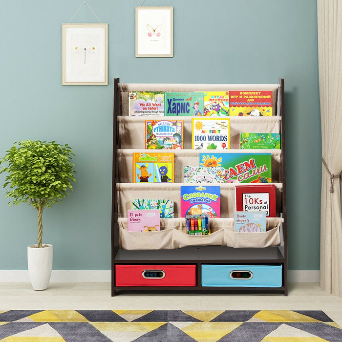 Kids Book and Toys Organizer Shelves-Coffee