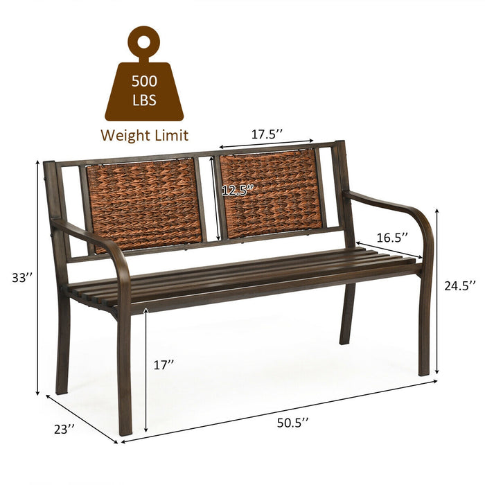 Patio Garden Bench with Powder Coated Steel Frame