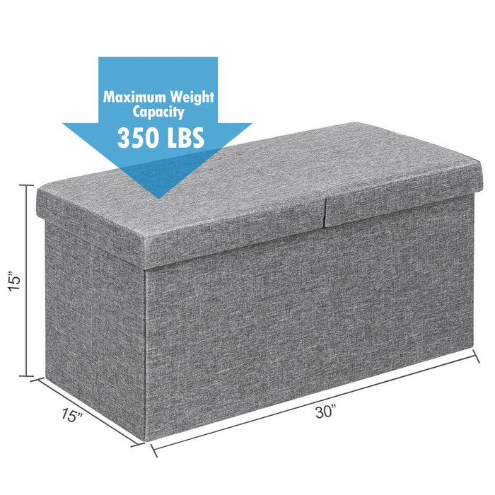 30 Inch Folding Storage Ottoman with Lift Top-Light Gray