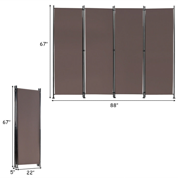 4-Panel Room Divider Folding Privacy Screen-Coffee