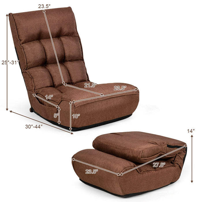 4-Position Adjustable Floor Chair Folding Lazy Sofa-Coffee