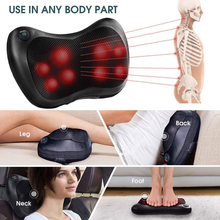 Shiatsu Pillow Massager with Heat Deep Kneading for Shoulder  Neck and Back