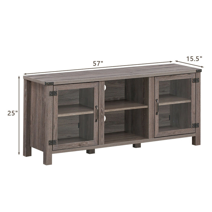 TV Stand Entertainment Center for TVs up to 65 Inch with Storage Cabinets-Gray