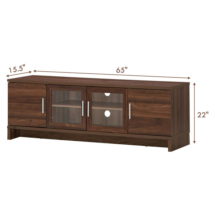 Media Entertainment TV Stand for TVs up to 70 Inches with Adjustable Shelf-Walnut