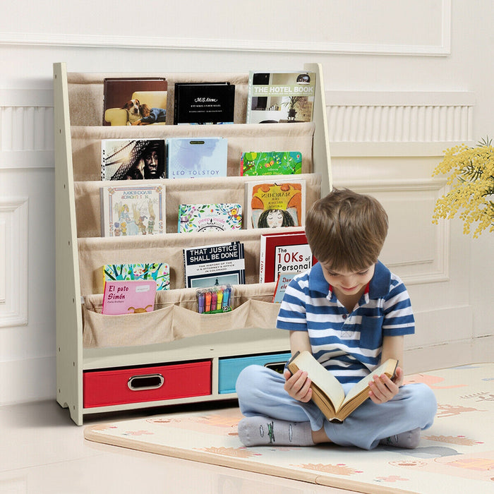 Kids Book and Toys Organizer Shelves-Beige