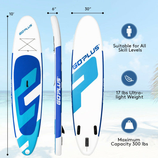 10 Feet Inflatable Stand Up Paddle Board with Backpack Leash and Aluminum Paddle