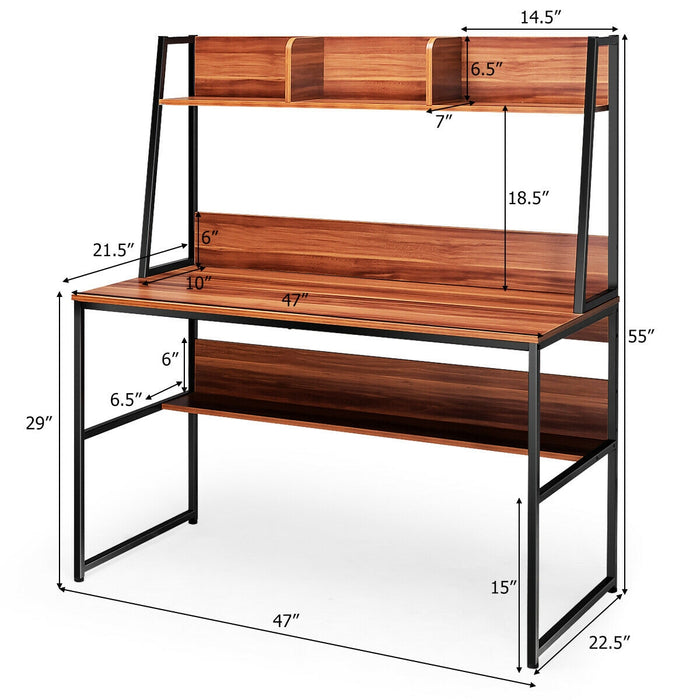 47-Inch Computer Desk Writing Study Table Workstation-Coffee