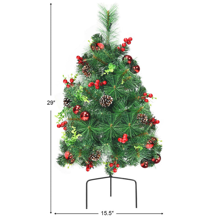 Set of 2 29 Inch Battery Powered Pre-lit Pathway Holiday Christmas Trees