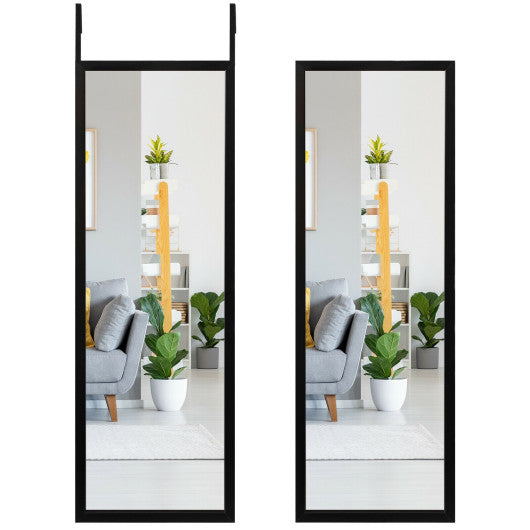 Full Length Metal Door Mirror with Adjustable Hook-Black