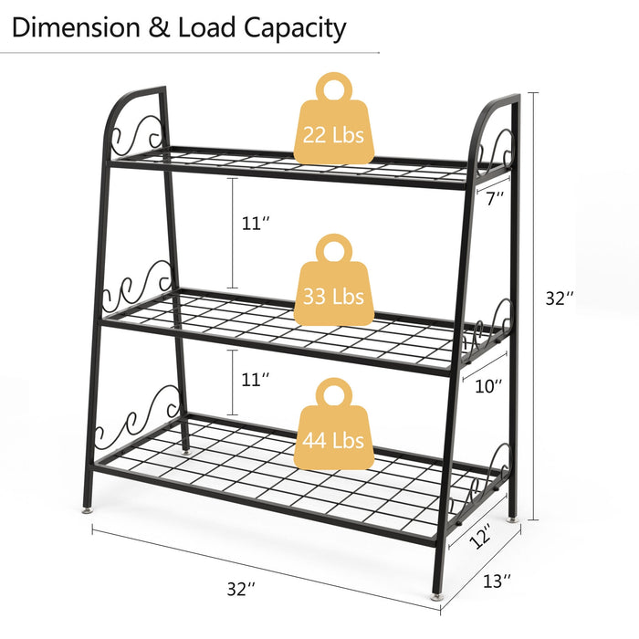 3-Tier Metal Plant Stand Shelf Display Rack for Plants Shoes Flower Pot