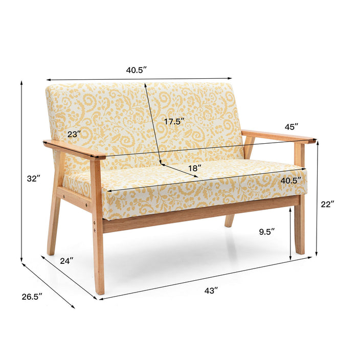 Modern Fabric Loveseat Sofa Couch Upholstered 2-Seat Armchair-Yellow