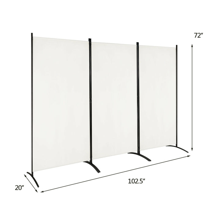 3-Panel Room Divider Folding Privacy Partition Screen for Office Room-White