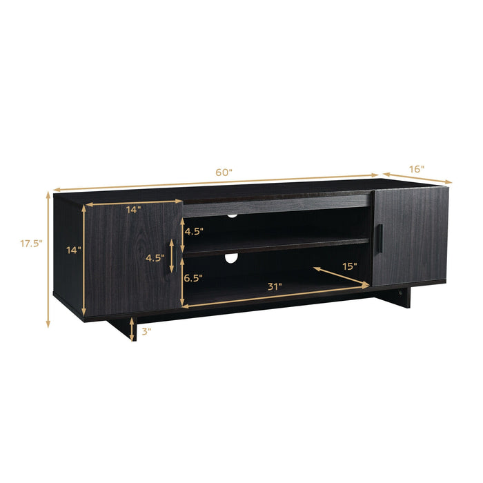 Modern Wood Universal TV Stand for TV up to 65 Inch with 2 Storage Cabinets