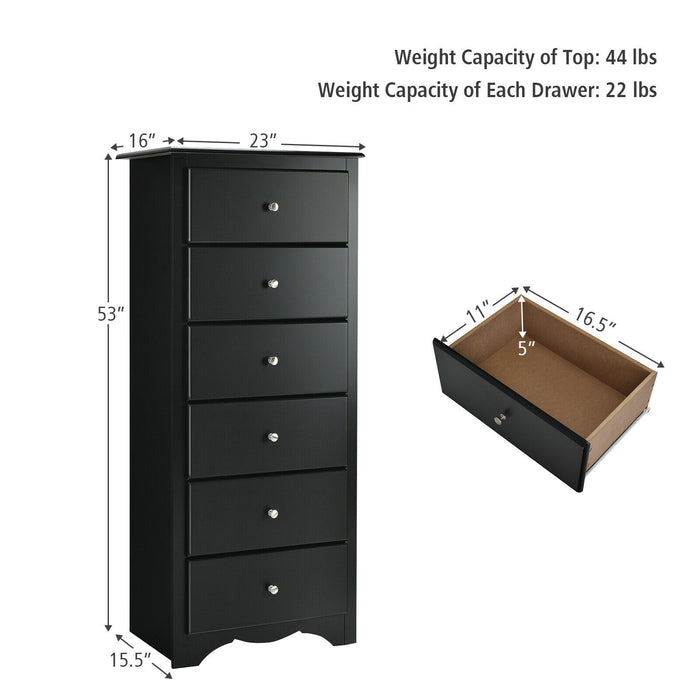 6 Drawers Chest Dresser Clothes Storage Bedroom Furniture Cabinet-Black