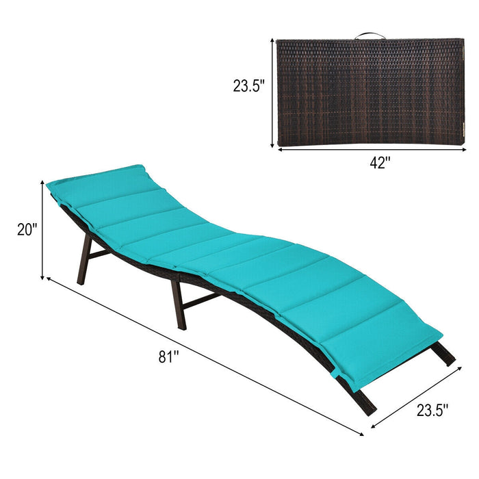 2Pcs Folding Patio Lounger Chair-Turquoise