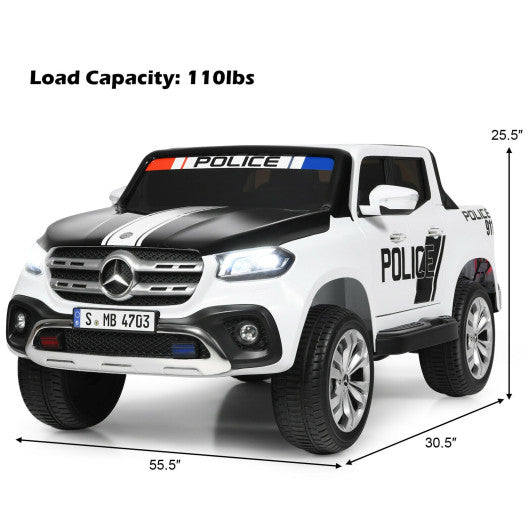 12V 2-Seater Kids Ride On Car Licensed Mercedes Benz X Class RC with Trunk-Black & White