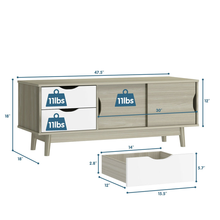 TV Stand for TV up to 60 Inch Media Console Table Storage with Doors-Gray