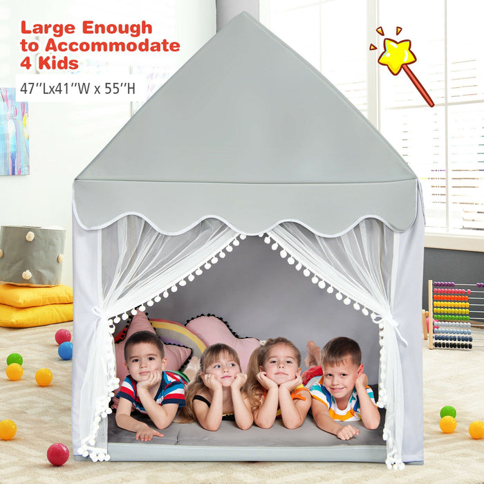 Kids Large Play Castle Fairy Tent with Mat-Gray