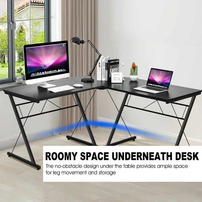 59 Inches L-Shaped Corner Desk Computer Table for Home Office Study Workstation-Black