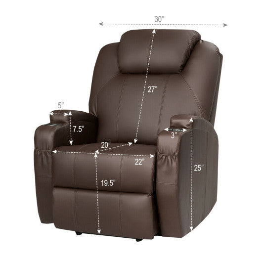 Power Lift Recliner Chair with Massage and Heat for Elderly with Remote Control-Brown