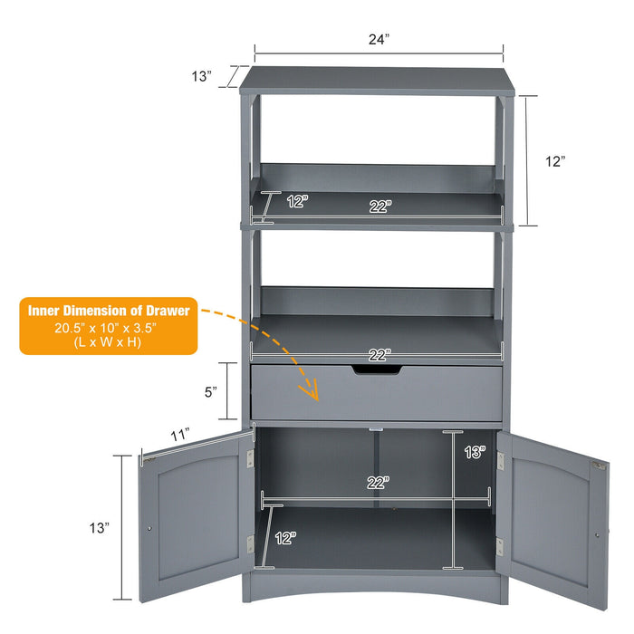 Bathroom Storage Cabinet with Drawer and Shelf Floor Cabinet-Gray