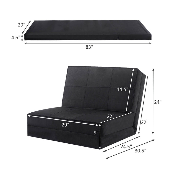 Convertible Lounger Folding Sofa Sleeper Bed-Black