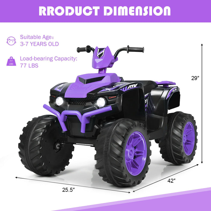 12V Kids Electric 4-Wheeler ATV Quad Ride On Car with LED Light-Purple