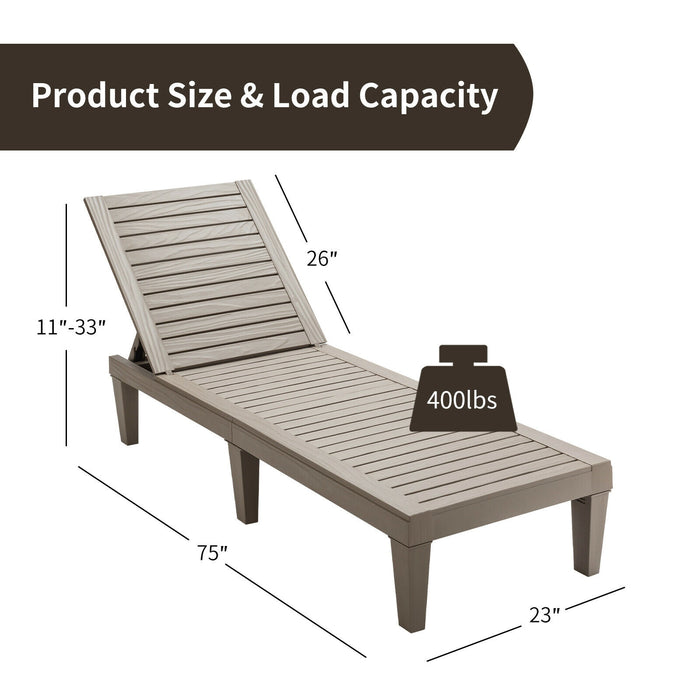 Outdoor Recliner Chair with 5-Position Adjustable Backrest-Brown