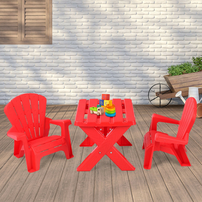 3-Piece Plastic Children Play Table Chair Set-Red