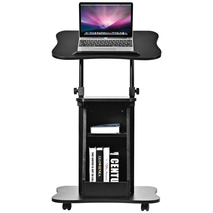 Sit-to-Stand Laptop Desk Cart Height Adjustable with Storage-Black