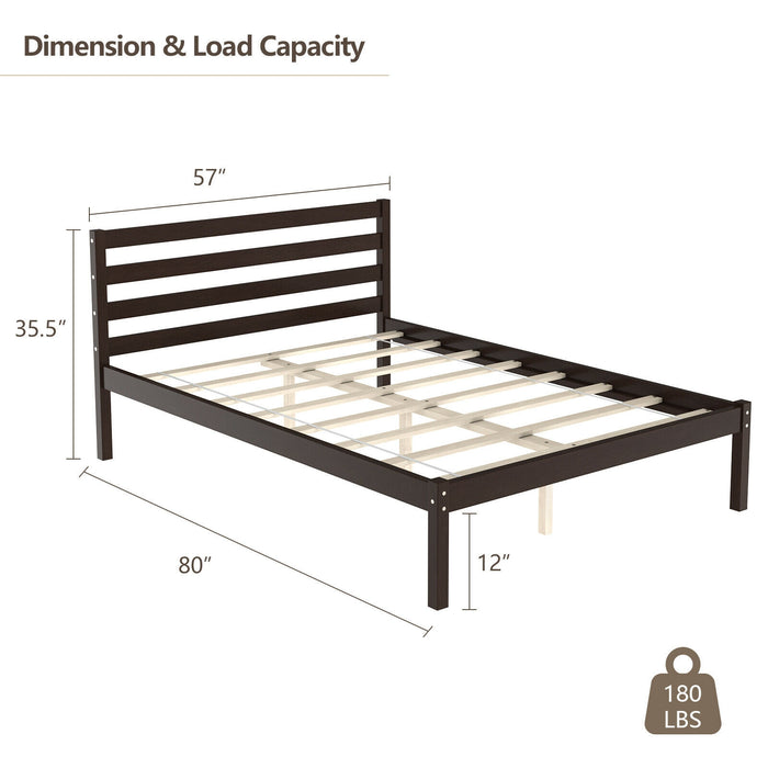 Full Size Bed frame Foundation with Solid Wooden Slat Suppor