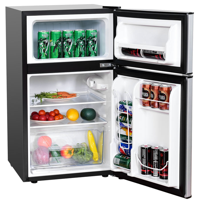 3.2 cu ft. Compact Stainless Steel Refrigerator-Gray