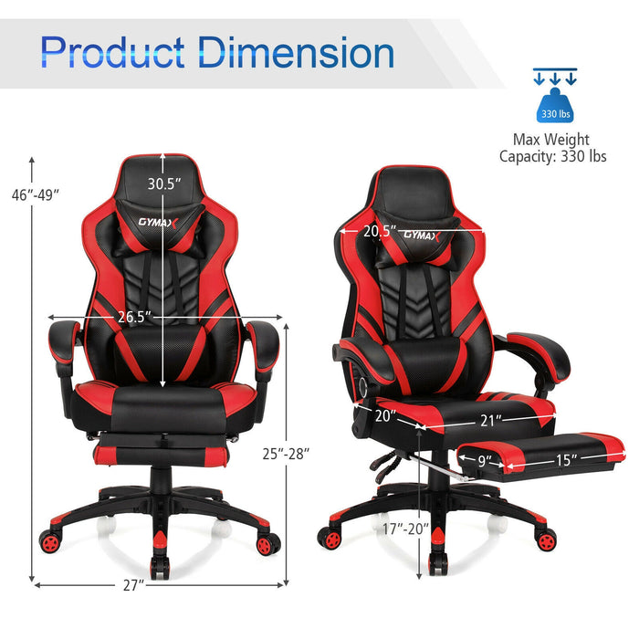 Adjustable Gaming Chair with Footrest for Home Office-Red