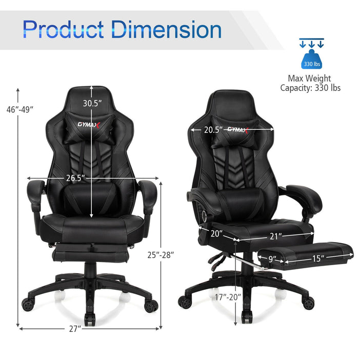 Adjustable Gaming Chair with Footrest and Lumbar Cushion for Office-Black