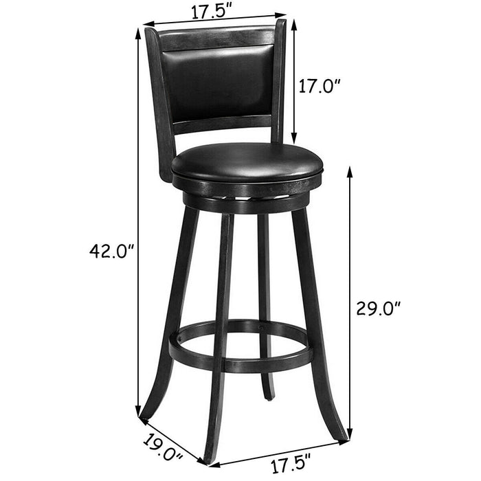 Set of 2 29 Inch Swivel Bar Height Stool Wood Dining Chair Barstool-Black