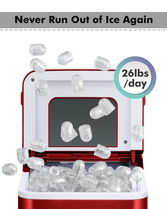 Portable Countertop Ice Maker Machine with Scoop-Red