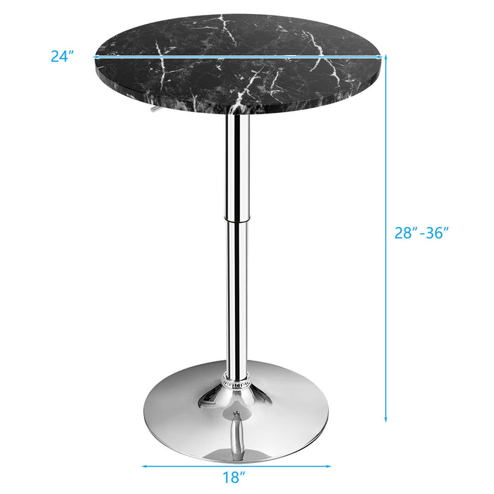 360Â° Swivel Cocktail Pub Table with Sliver Leg and Base-Black