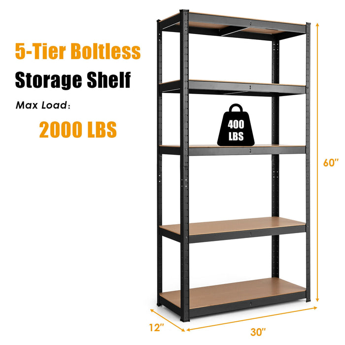 Adjust 30 x 60 Inch 5 Level Garage Tool Shelf Storage-Black