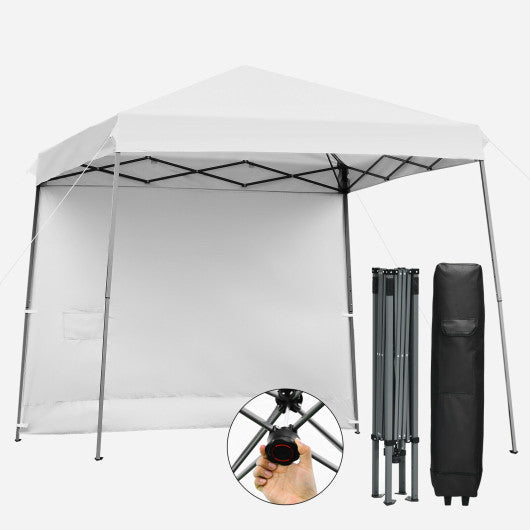 10 x 10 Feet Pop Up Tent Slant Leg Canopy with Detachable Side Wall-White