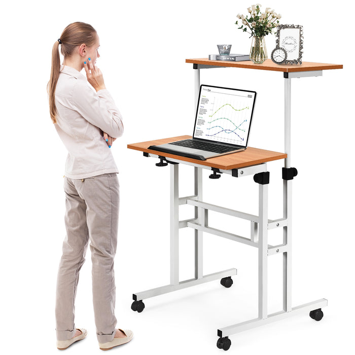 2 in 1 Height Adjustable Sit Standing Computer Desk