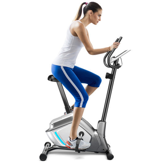 Magnetic Stationary Upright Exercise Bike with LCD Monitor and Pulse Sensor