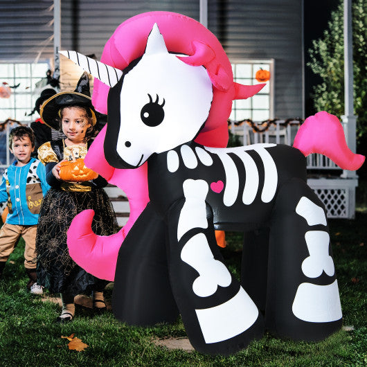 5.5 Feet Halloween Inflatables Skeleton Unicorn with Built-in LED Lights