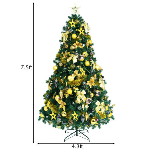 Pre-Lit Artificial Christmas Tree wIth Ornaments and Lights