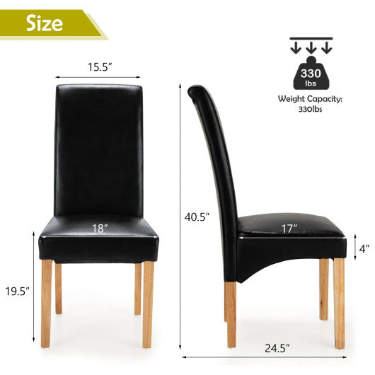 2 Pieces Dining Chairs Set with Rubber Wood Legs-Black