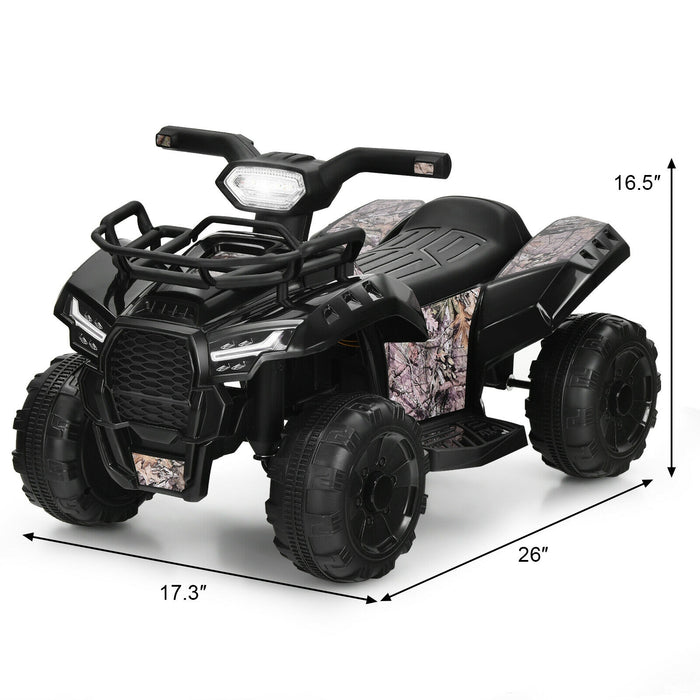 6V Kids ATV Quad Electric Ride On Car with LED Light and MP3-Black